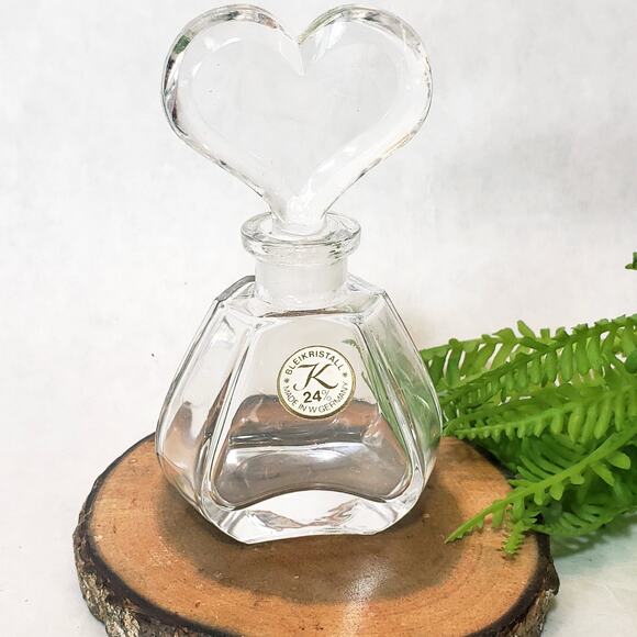 Vintage Bleikristall Perfume Bottle Decanter Heart 24% lead crystal West Germany - Picture 1 of 8